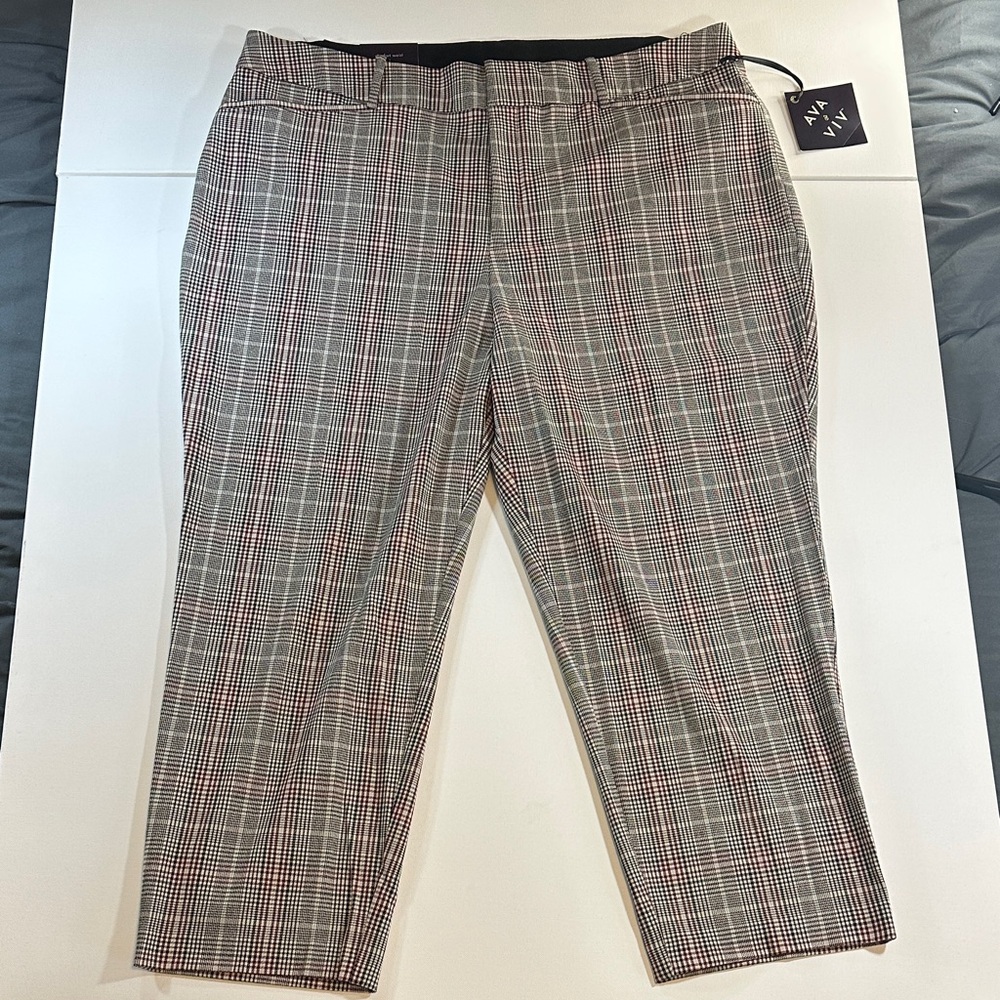 Ava & Viv Plaid Ankle Length Pants with Stretch & Elasticated Waistband NWT (20)